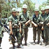 012                  First or second squad geared up for a recon patrol out of
                                    Rach Kien. May 1967, Left to right: Arthur Mayfield, Wayne
                                    LeBreton Sqd. Leader, can’t ID the next four, Lawrence
                                    Bushnell far right.

