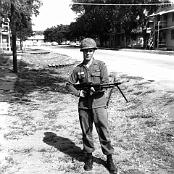 033            Bob Bennett out side 3rd platoon barracks Camp Forsyth, Ft. Riley
                              Kansas. July1966.
